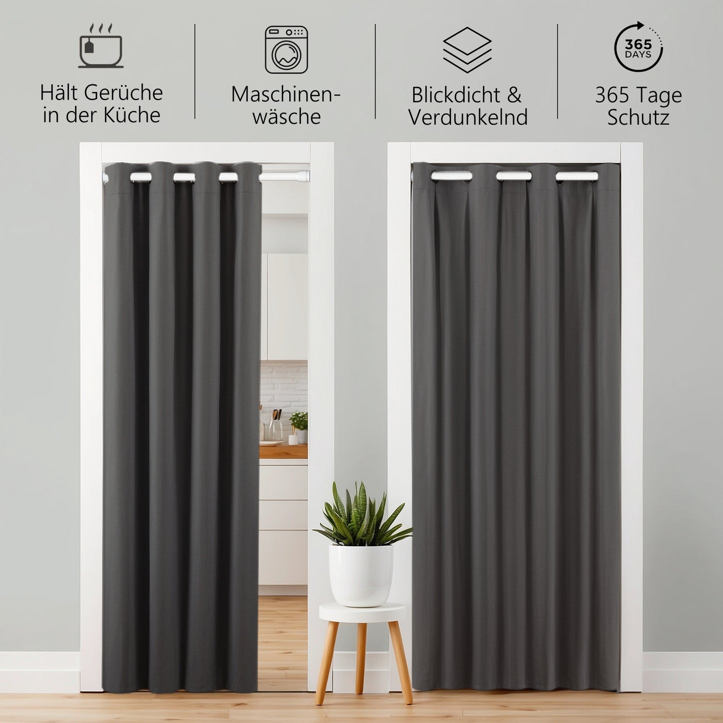 Door curtain & tension-rod white