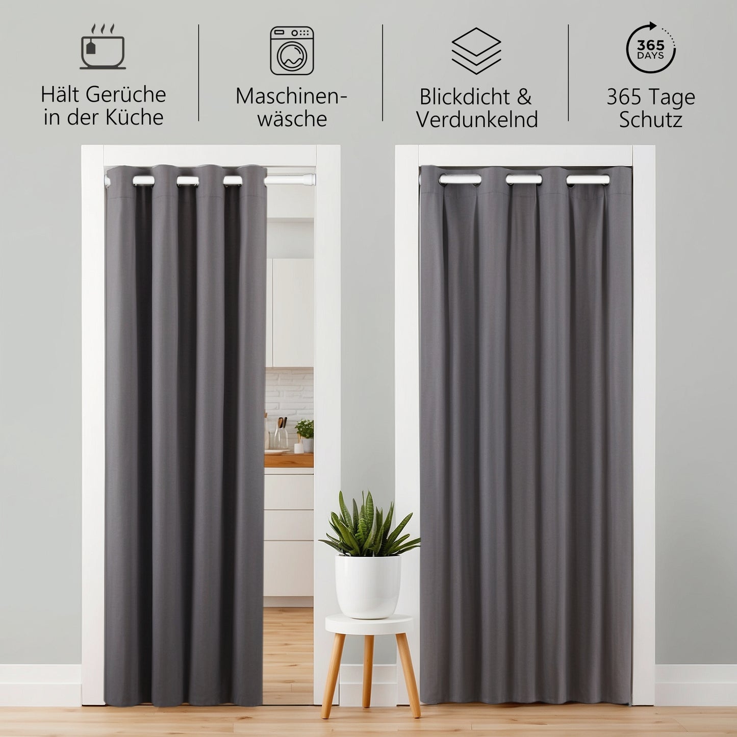 Door curtain & tension-rod white