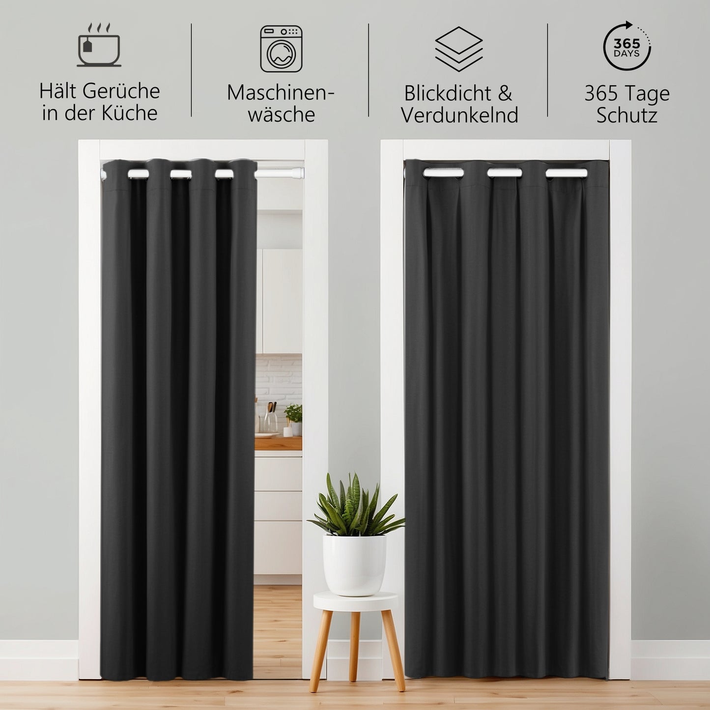 Door curtain & tension-rod white
