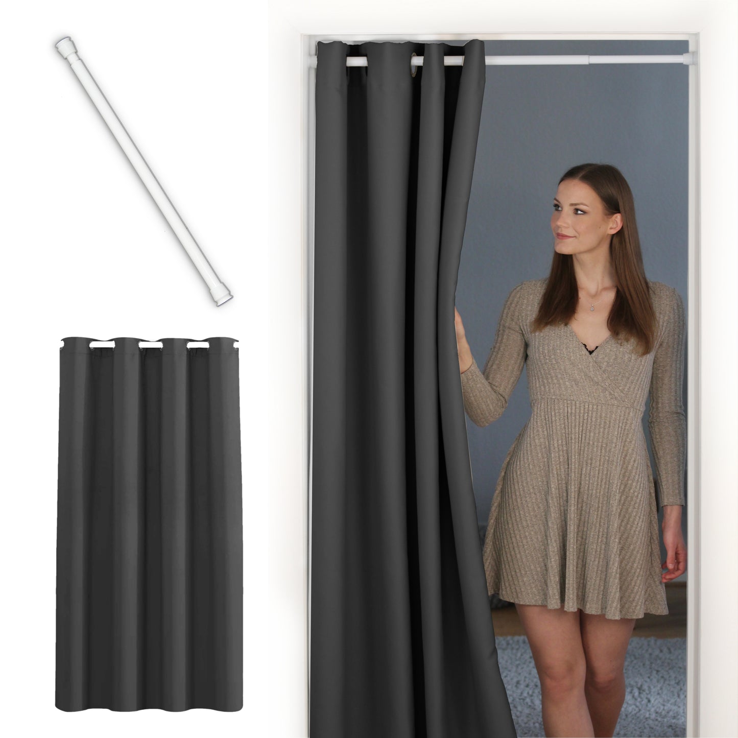 Door curtain & tension-rod white