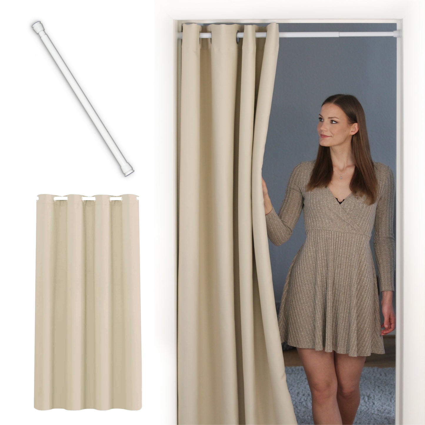 Door curtain & tension-rod white