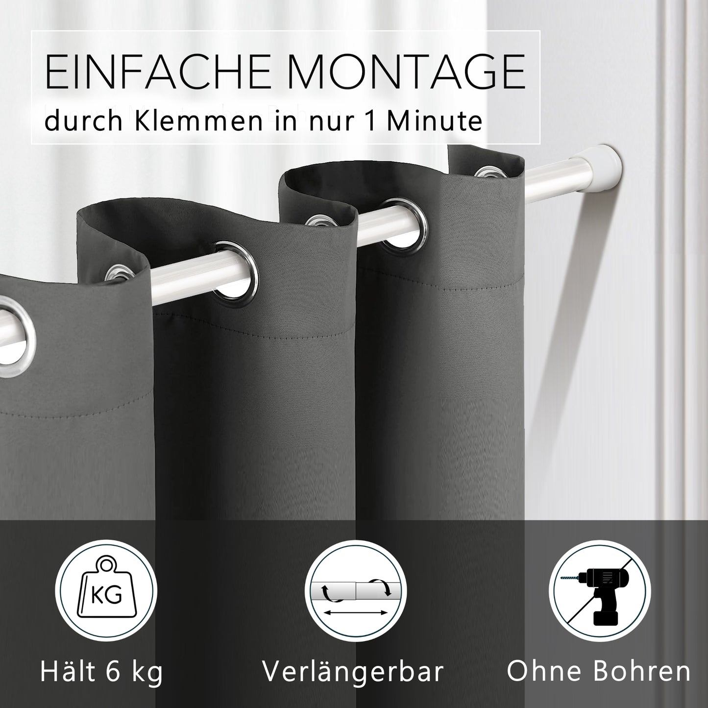 Door curtain & tension-rod white