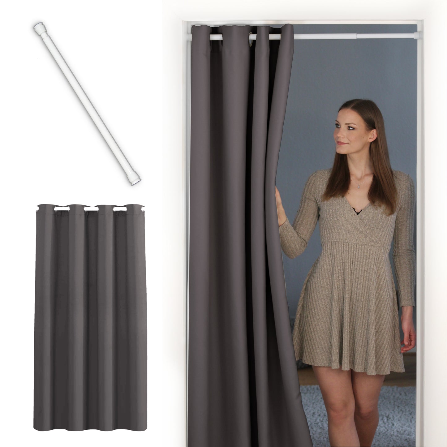 Door curtain & tension-rod white
