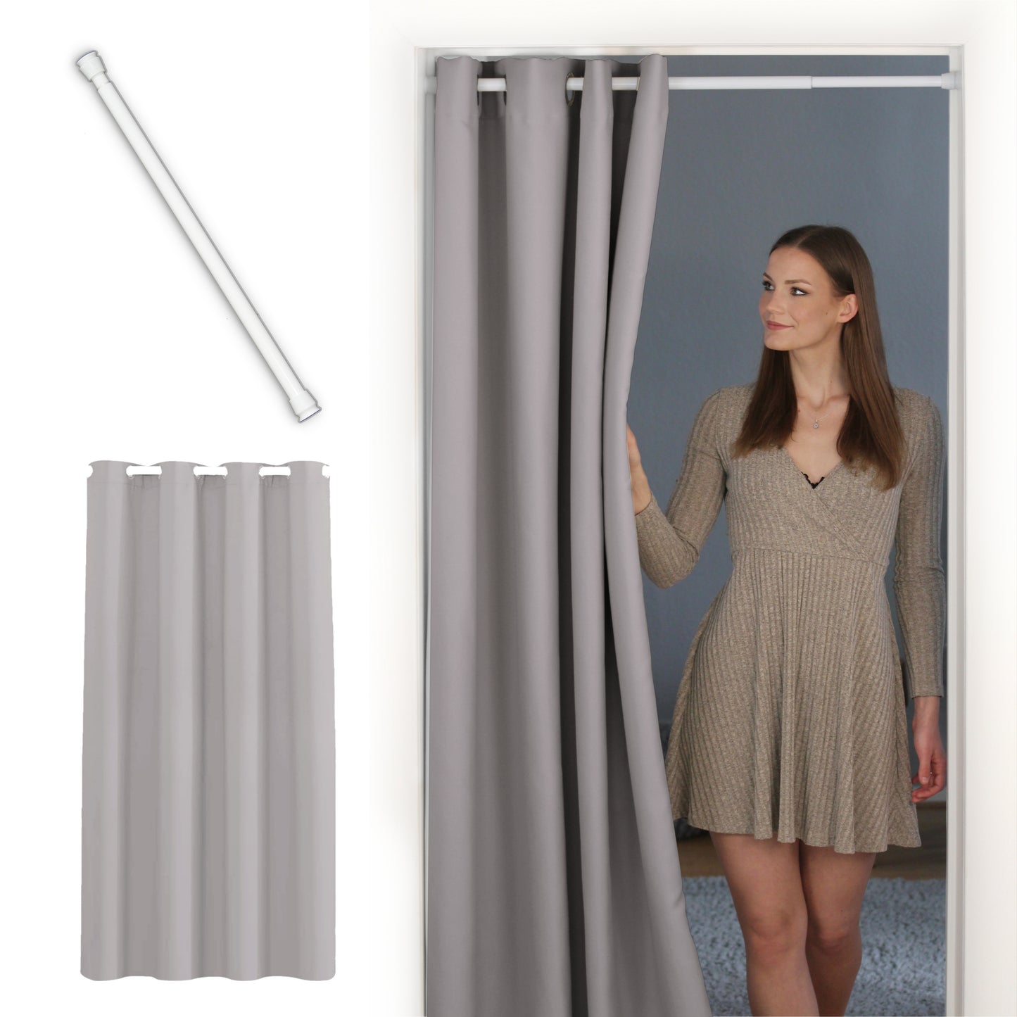Door curtain & tension-rod white