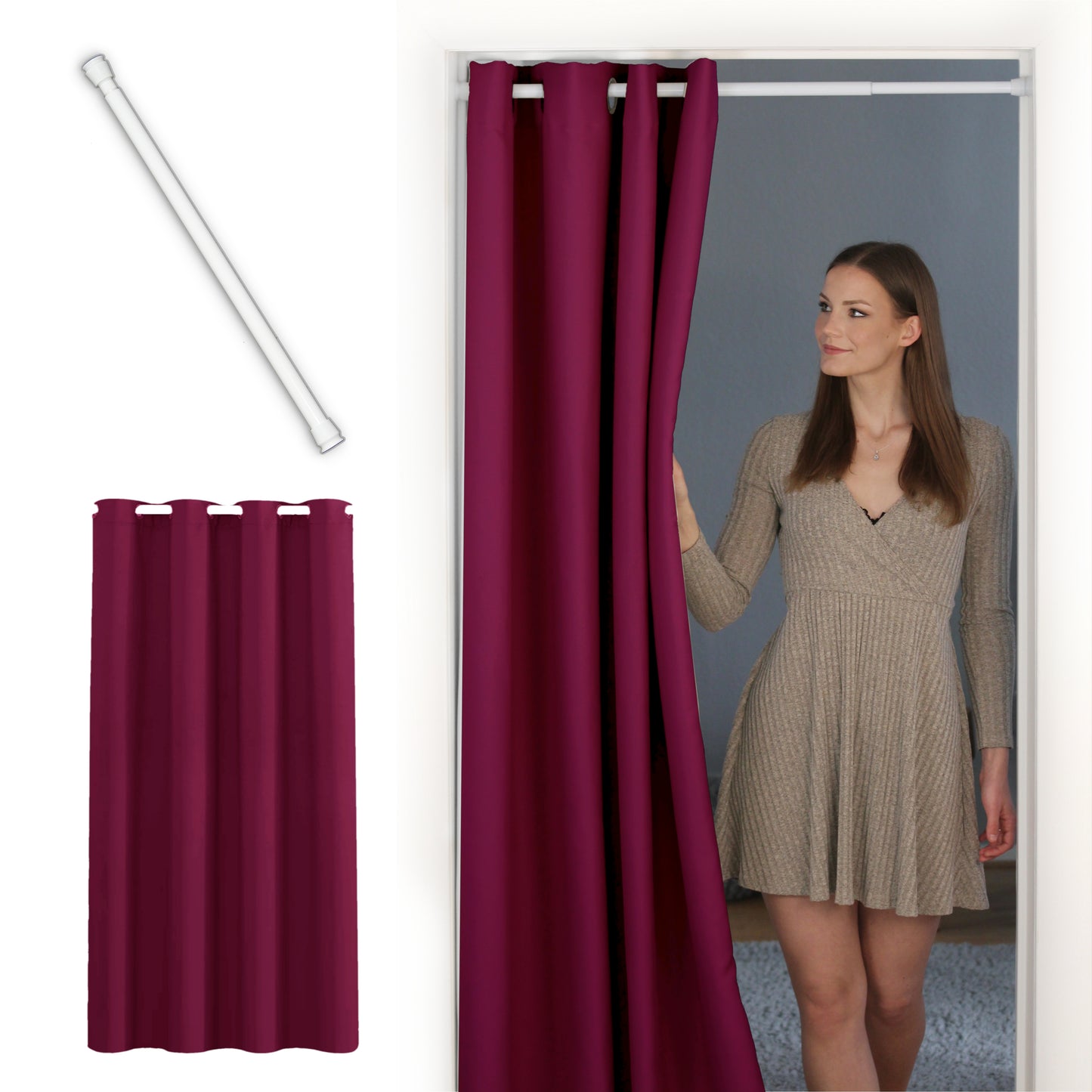 Door curtain & tension-rod white