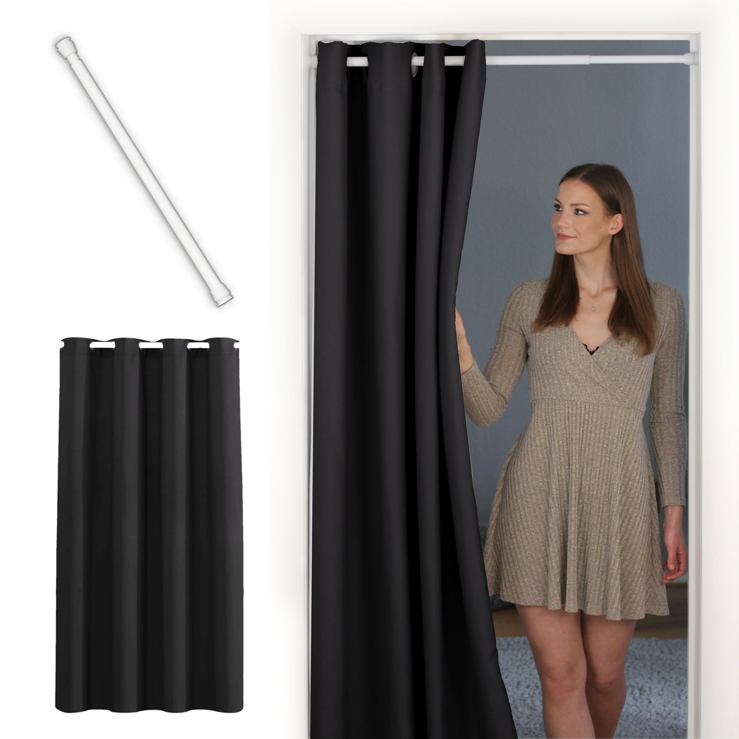 Door curtain & tension-rod white
