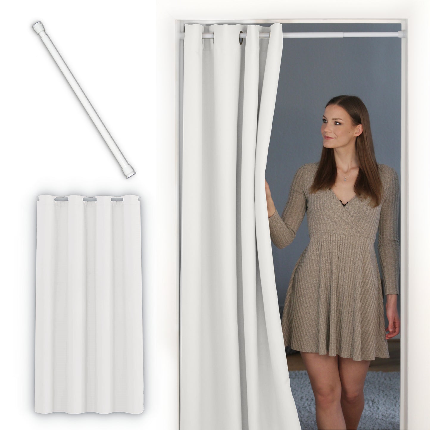 Door curtain & tension-rod white