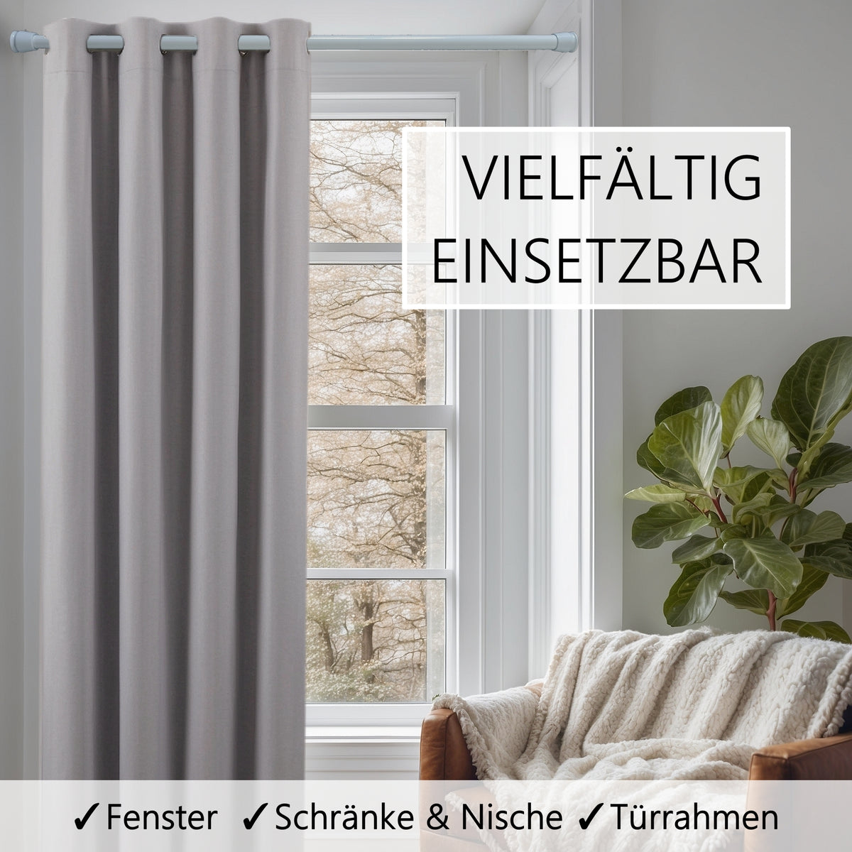 Türvorhang & Klemmstange weiß – cozyor