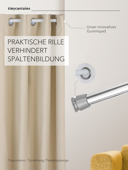 Premium telescopic rod, 1-minute assembly without drilling, as a shower curtain rod, for closet systems &amp; niches, perfect fit &amp; elegance meets functionality